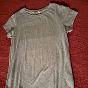 Calvin Klein, gray shirt with embellished Calvin on front, size xs , fits s/m